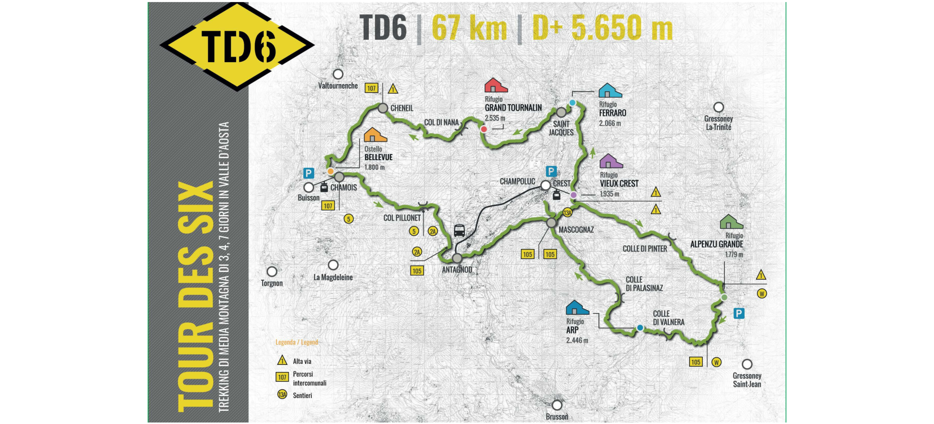 The Tour des Six is a medium mountain route that owes its name to the route that runs and that leads it to touch 6 refuges: the "Tour of the Six".