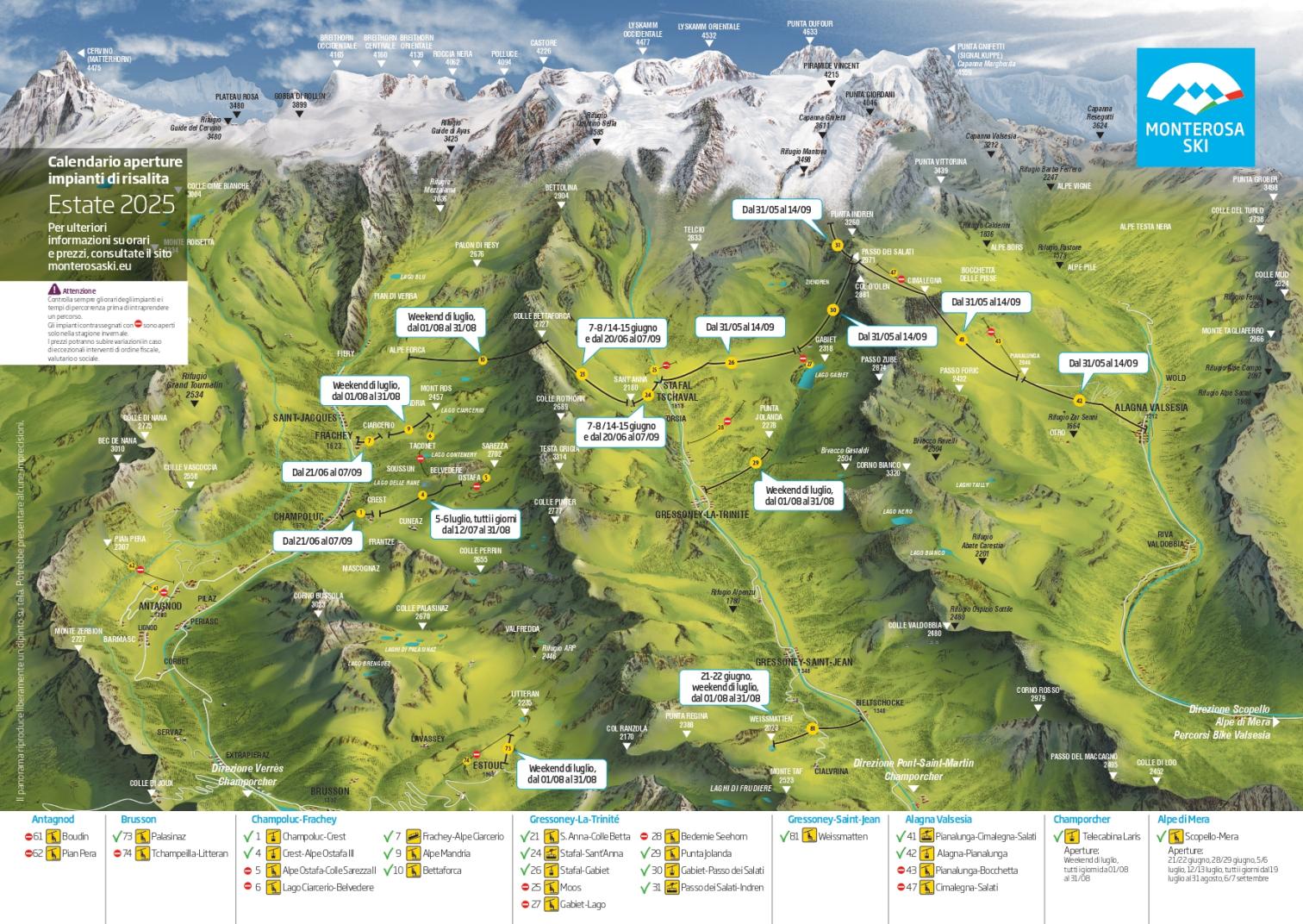 Cartina impianti primavera estate 2025