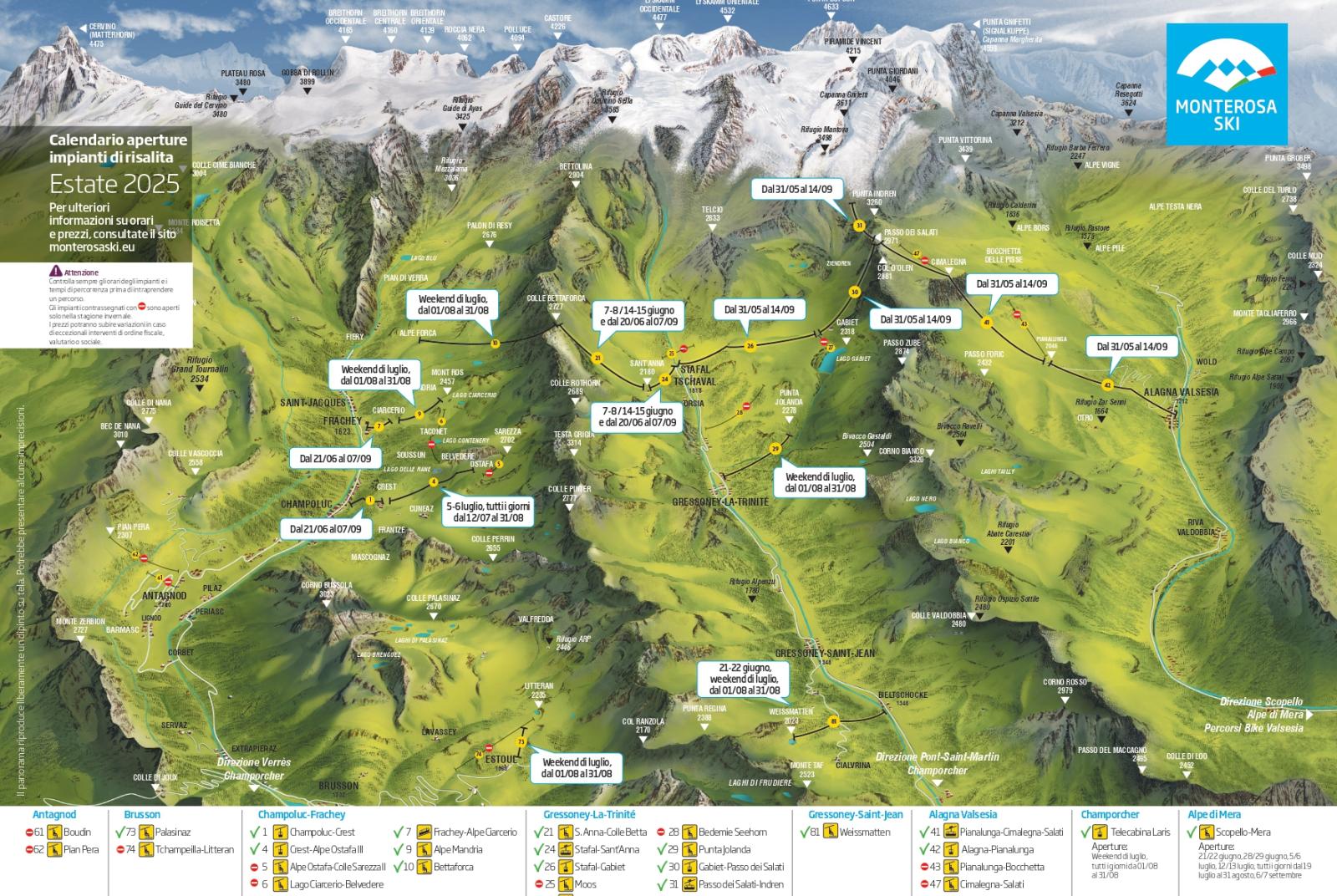 Cartina impianti primavera estate 2025